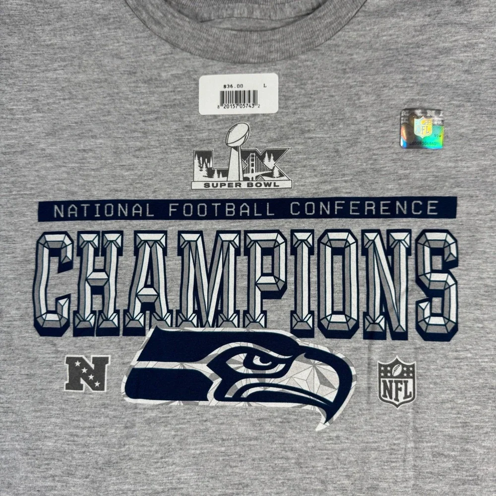 Nike Seattle Seahawks Super Bowl XLIX NFC Champions T-Shirt Kids Large Gray